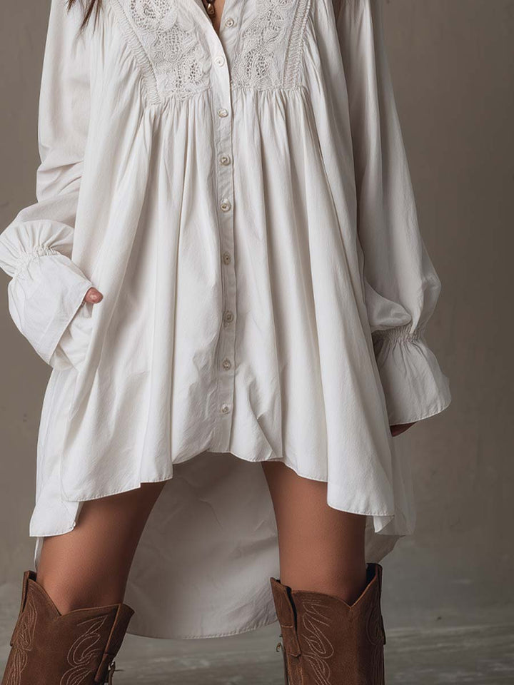 Lucia | Lace Detail Irregular-Hem Mini Dress