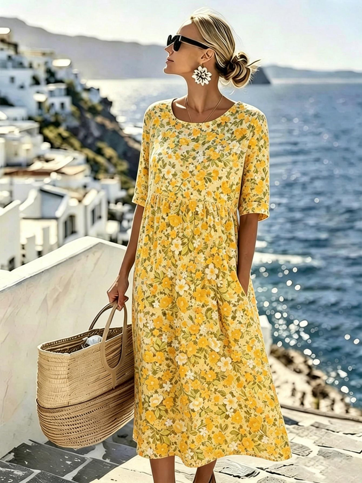 Marigold | Wildflower Meadow Floral Midi Dress for Women