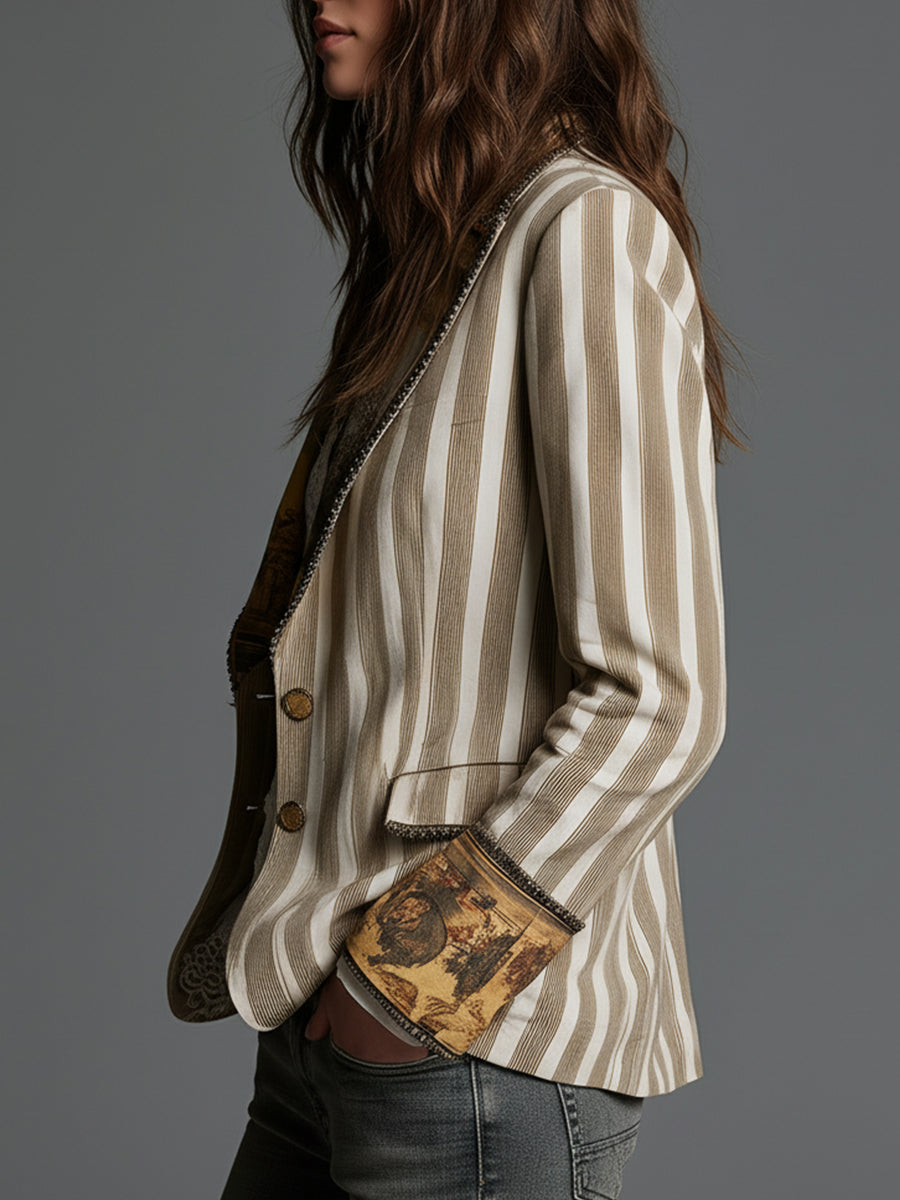 Marielle | Boho Striped Lapel Blazer for Women