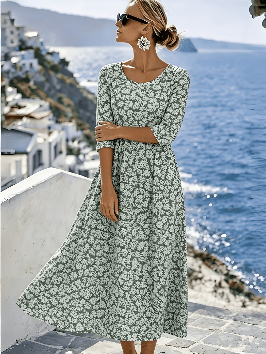 Sienna | Elegant Floral Midi Dress for Women
