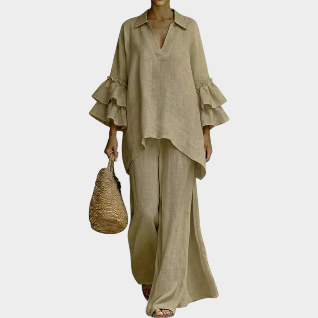 Ariela | Oversized Top and Wide-Leg Pants Two-Piece Set for Women