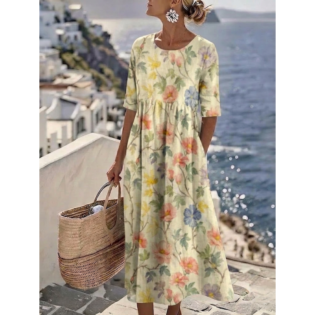 Aurelia | Elegant Floral Summer Midi Dress for Women