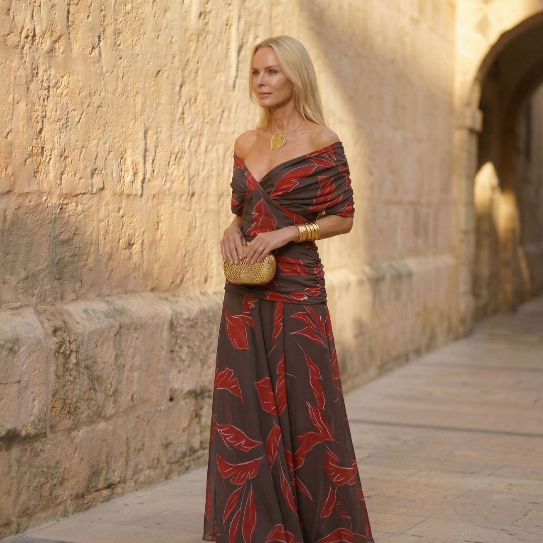 Poppy | Elegant Leaf Print Dress for Women