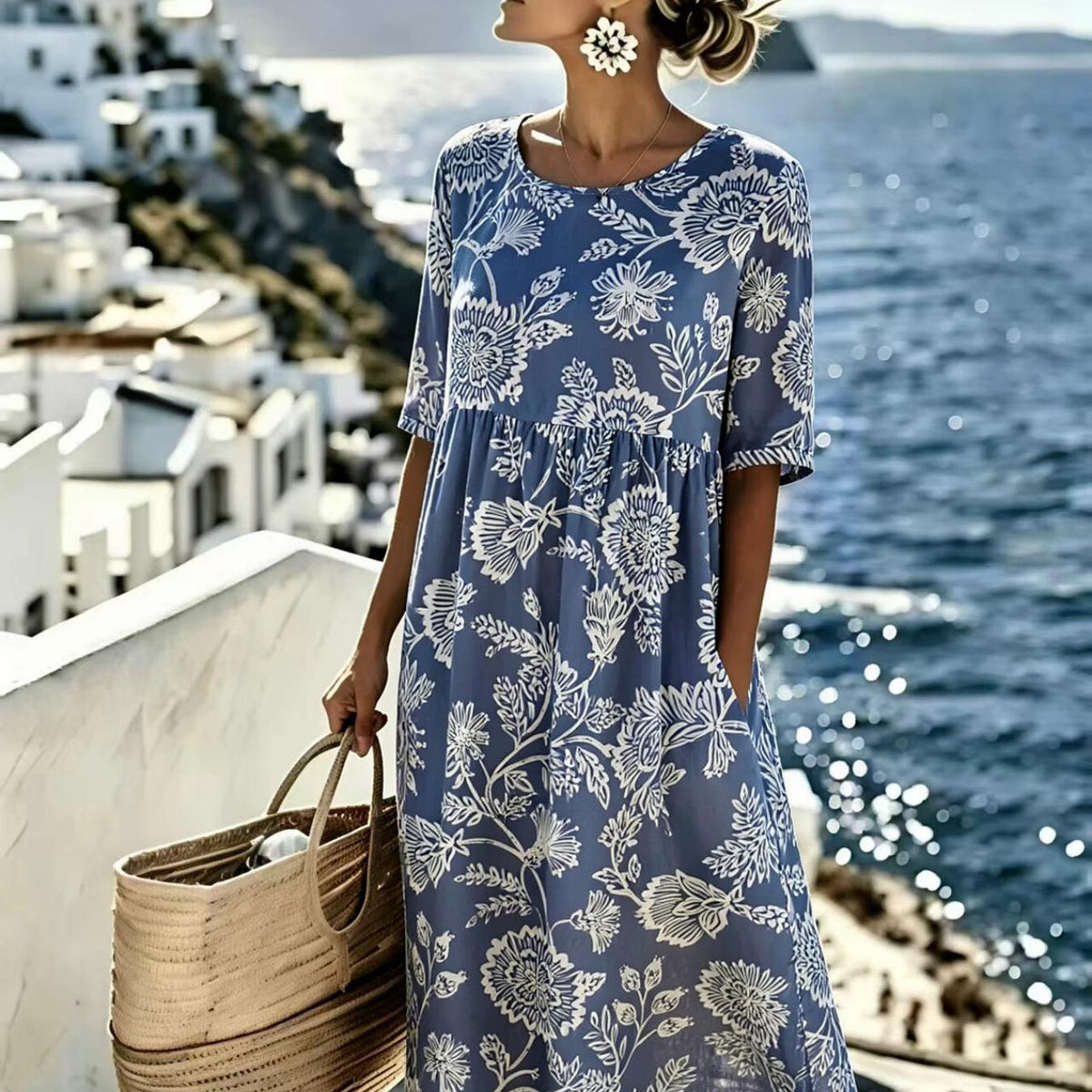 Evie | Elegant Floral Summer Midi Dress for Women