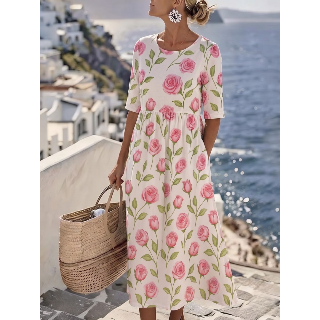 Sophia | Elegant Floral Summer Midi Dress for Women