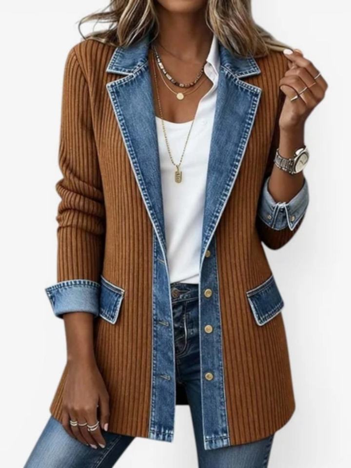 Wendy | Structured Contrast-Trim Button-Front Jacket