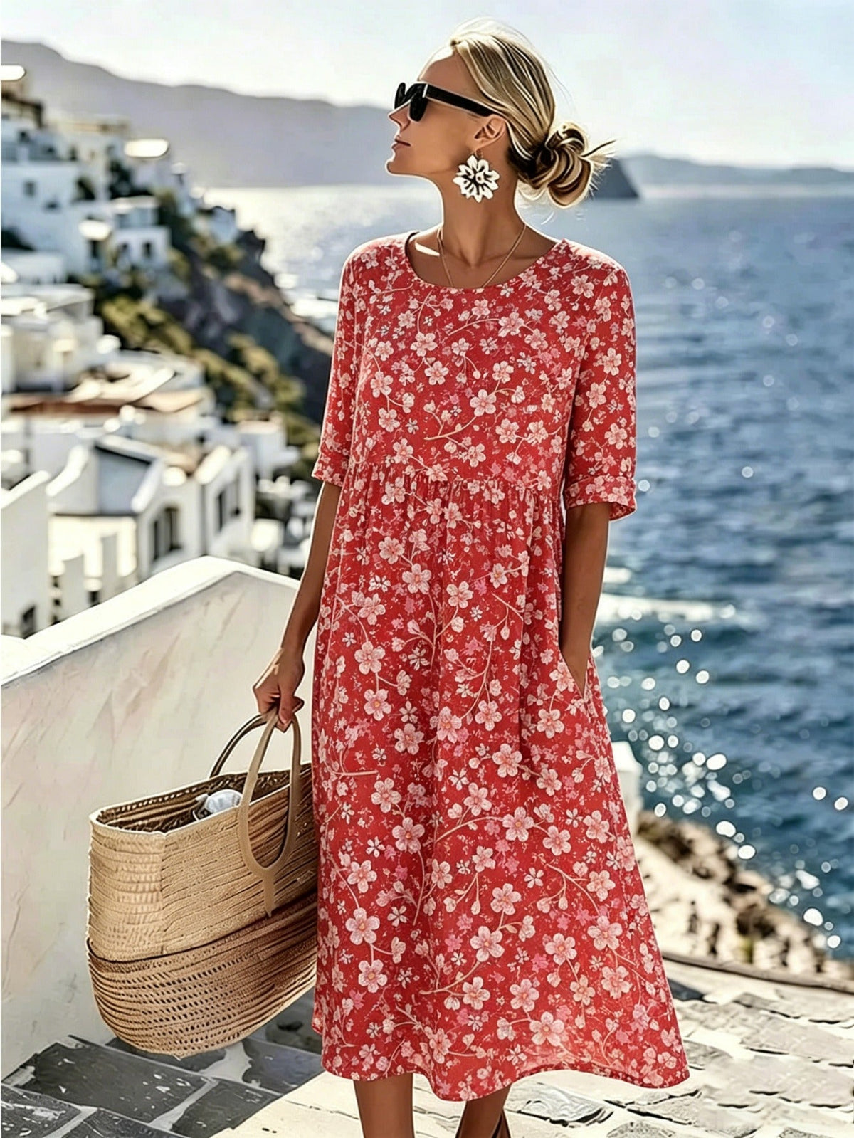 Charlotte | Elegant Floral Summer Midi Dress for Women