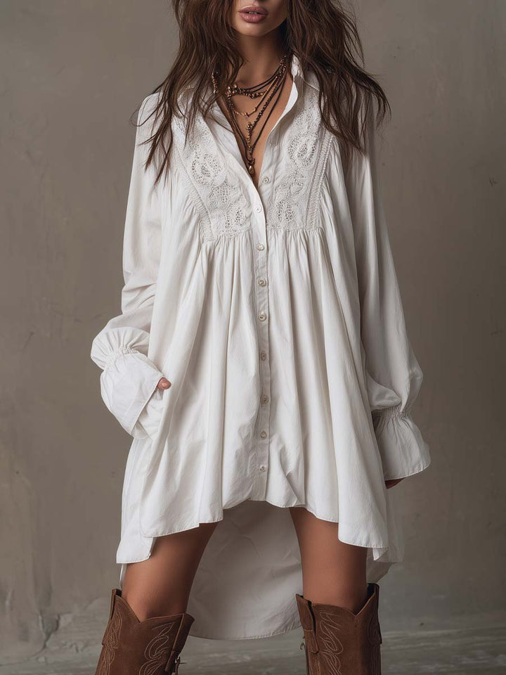 Lucia | Lace Detail Irregular-Hem Mini Dress