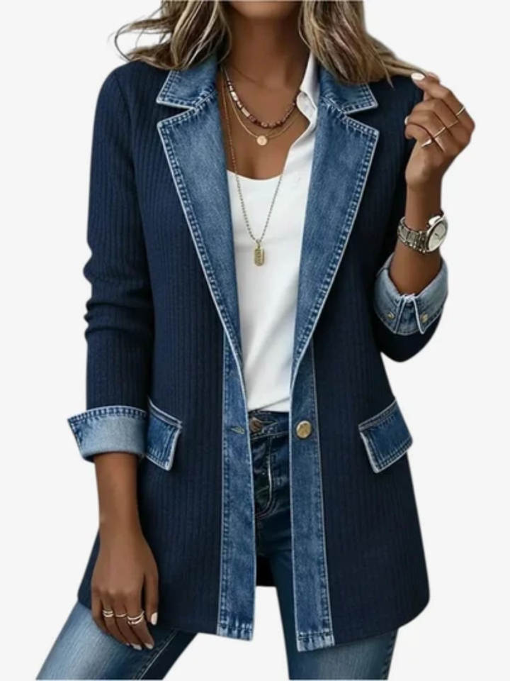 Wendy | Structured Contrast-Trim Button-Front Jacket