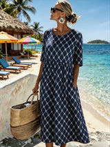 Nadia | Coastal Elegance Floral Midi Dress for Women