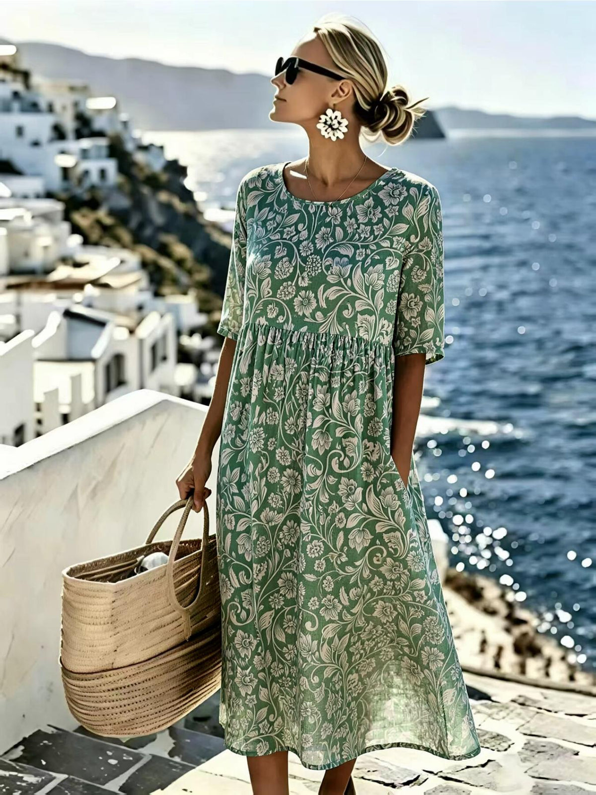 Amelia | Elegant Floral Summer Midi Dress for Women