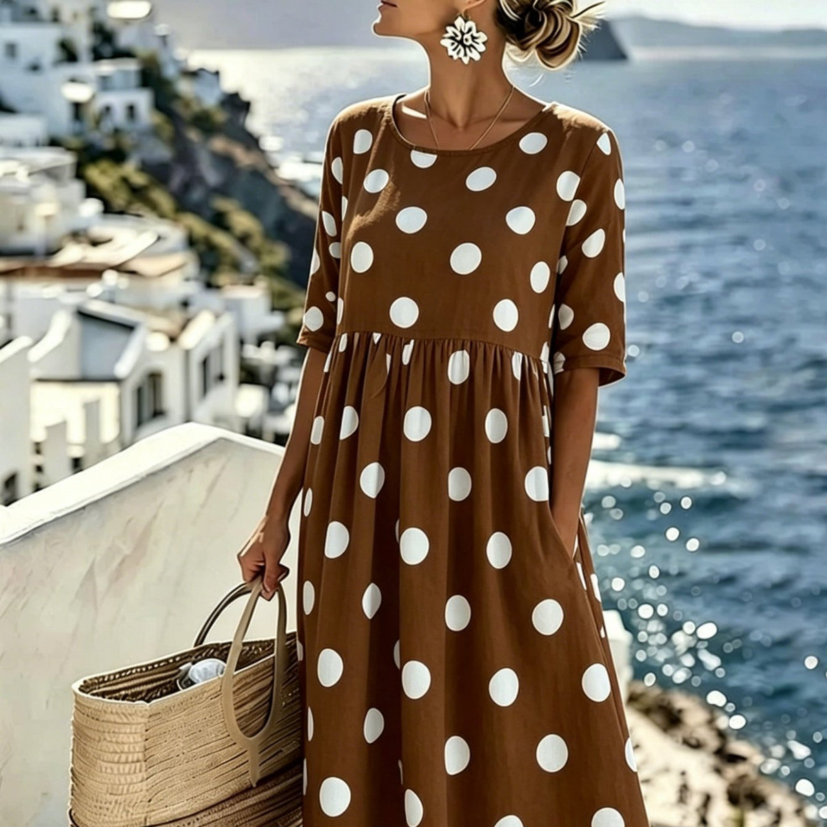 Penelope | Classic Polka Dot Midi Dress for Women