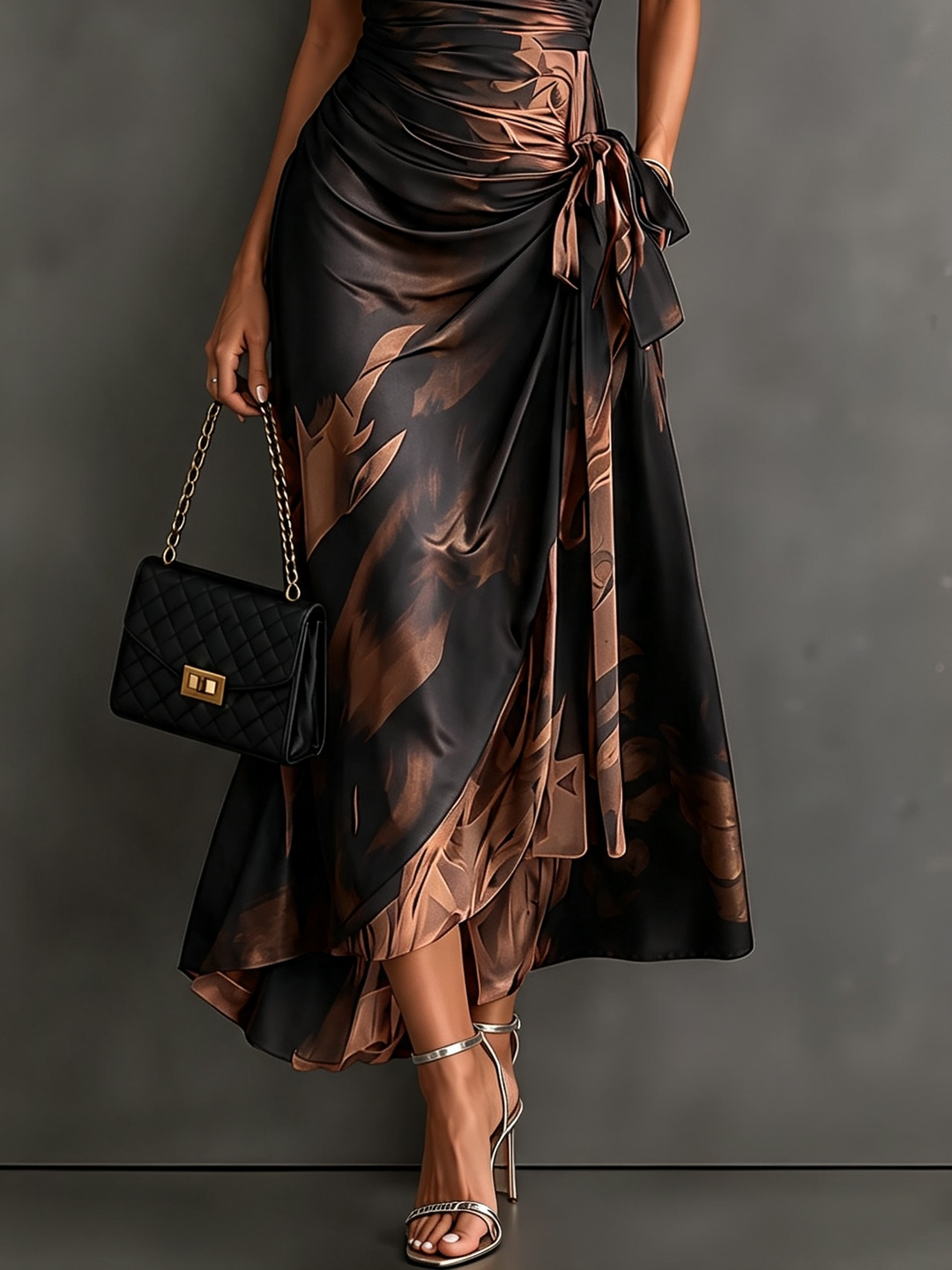 Francesca | Abstract Print Collared Wrap Midi Dress for Women