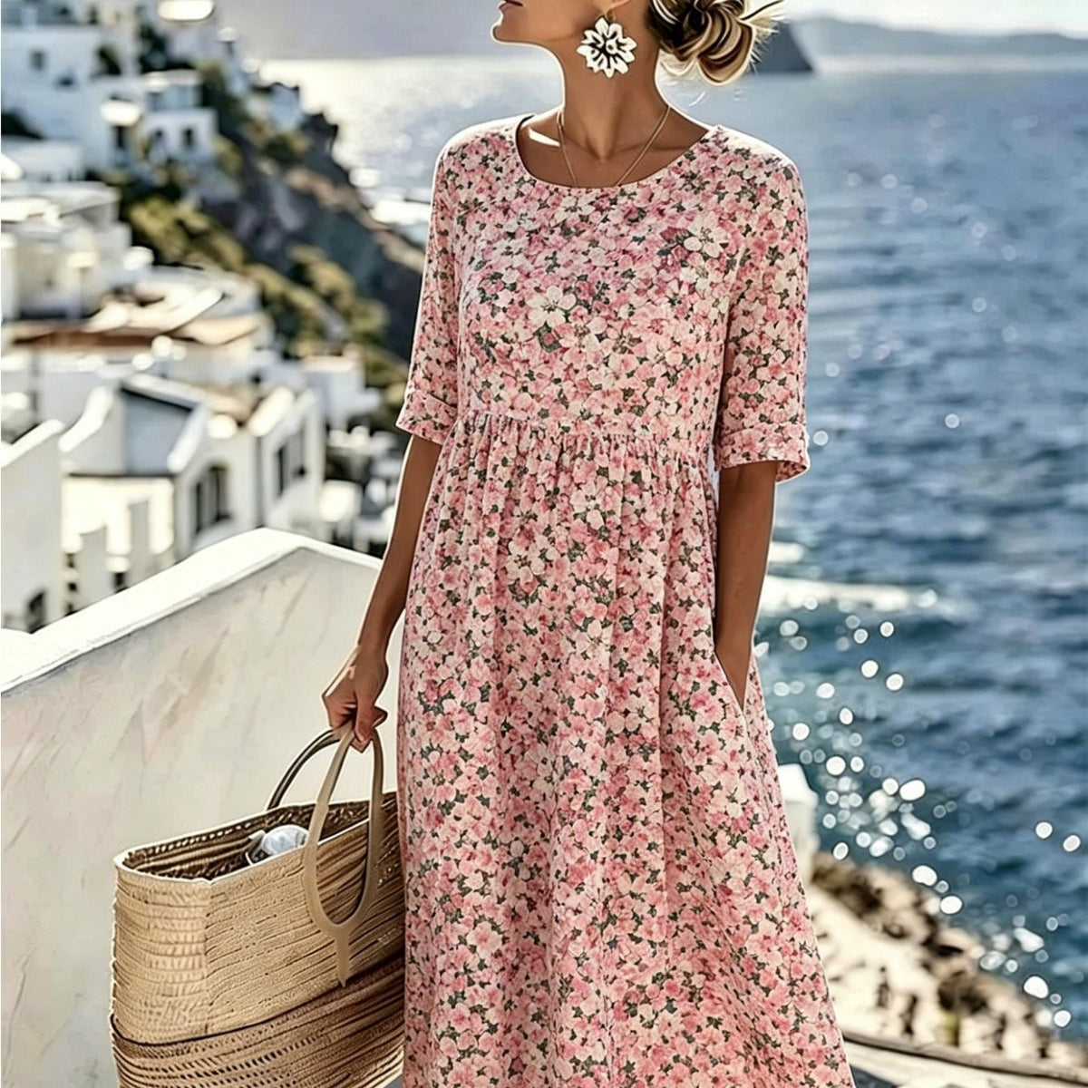 Charlotte | Elegant Floral Summer Midi Dress for Women