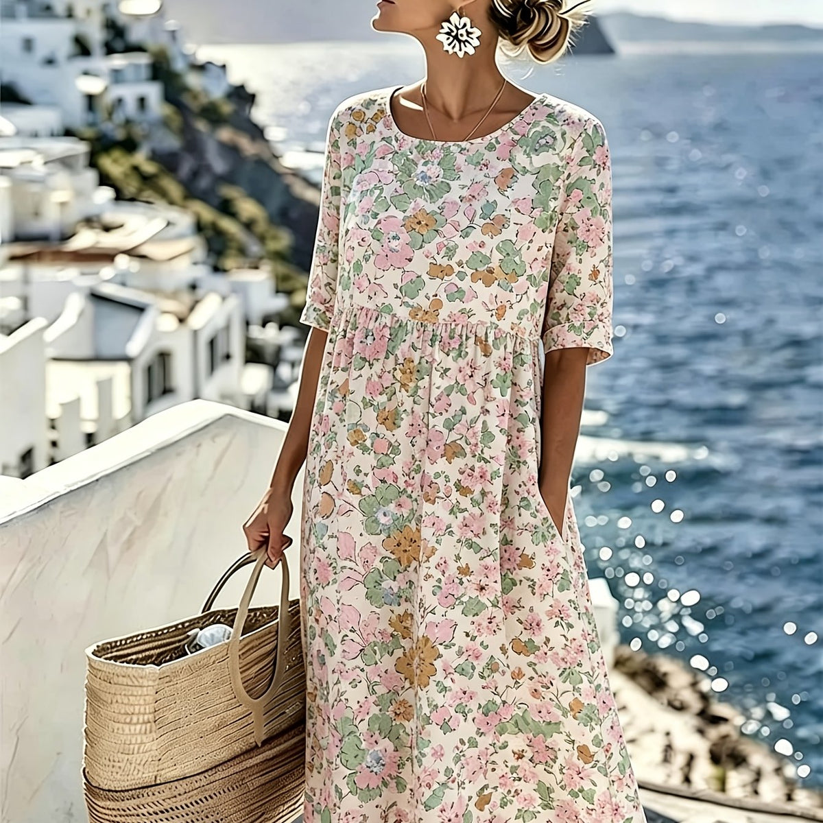 Lily | Elegant Floral Summer Midi Dress for Women