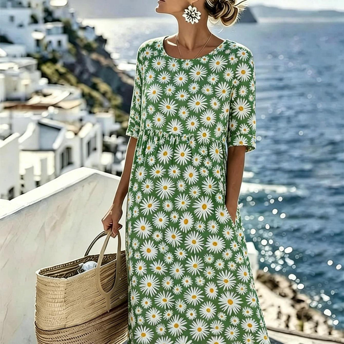 Daisy | Blooming Meadow Floral Midi Dress for Women