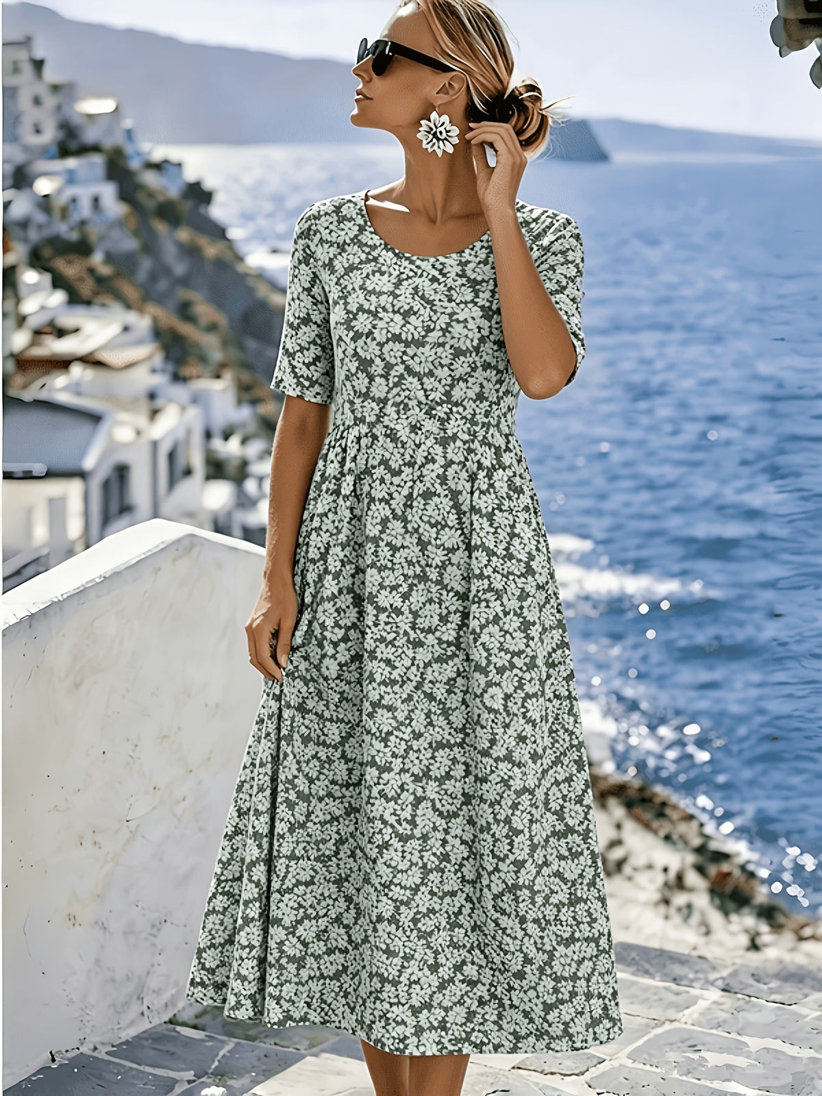 Sienna | Elegant Floral Midi Dress for Women