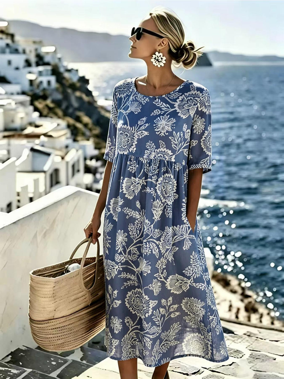 Evie | Elegant Floral Summer Midi Dress for Women