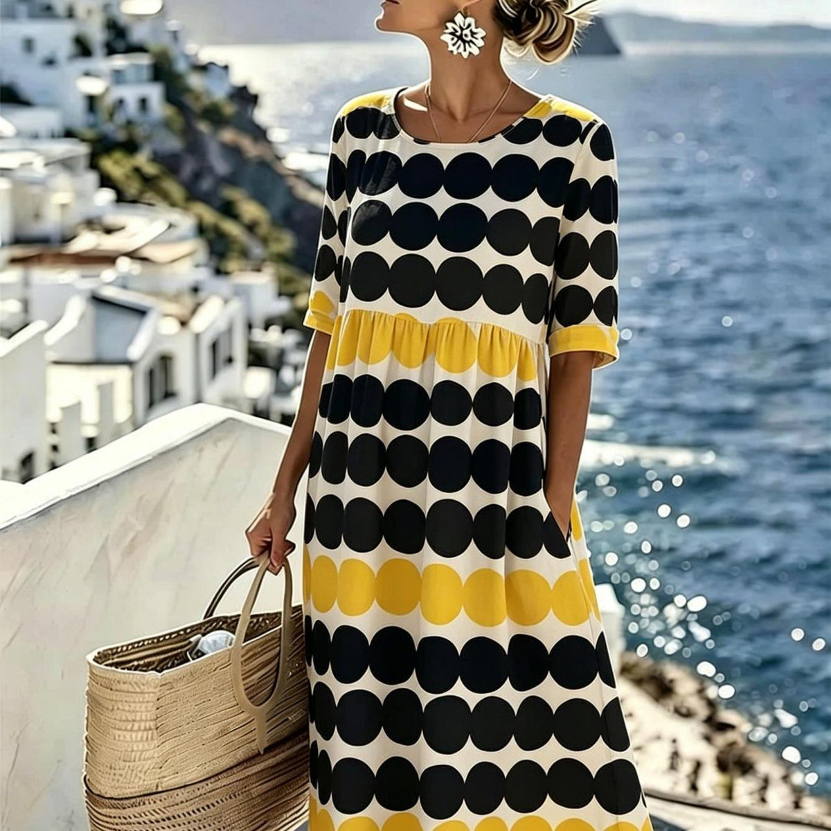 Harper | Retro Polka Dot Summer Midi Dress for Women
