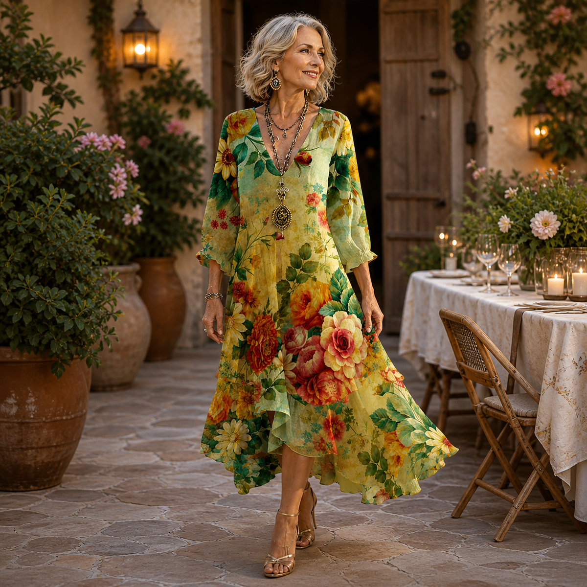 Janessa | Effortless Floral Midi Dress for Women