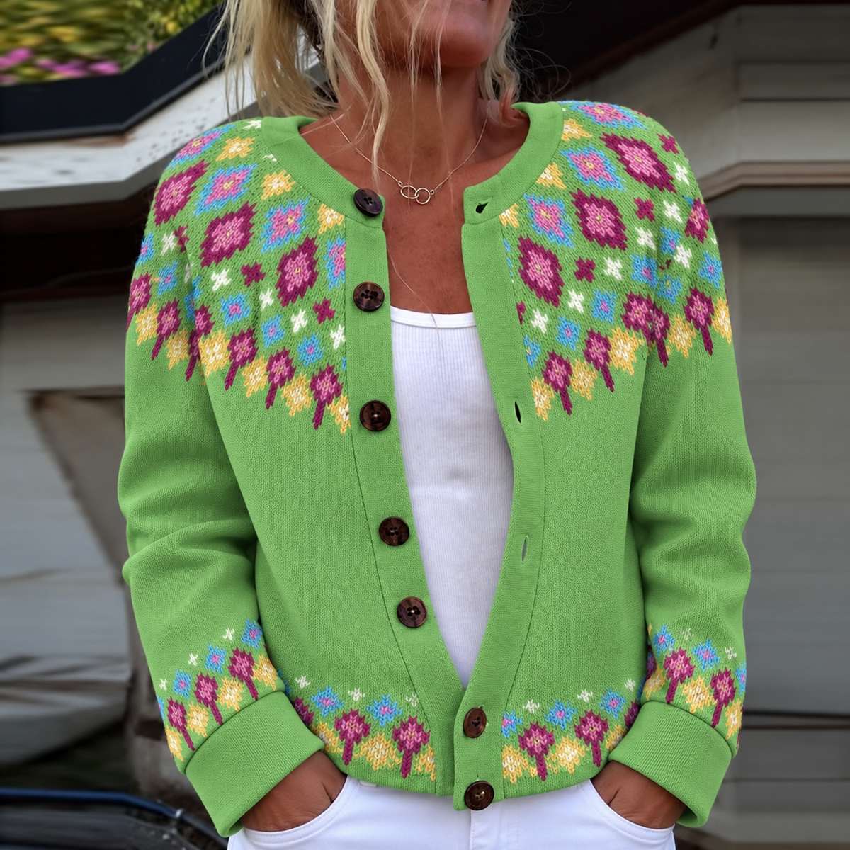 Junella | Two-Tone Knit Cardigan