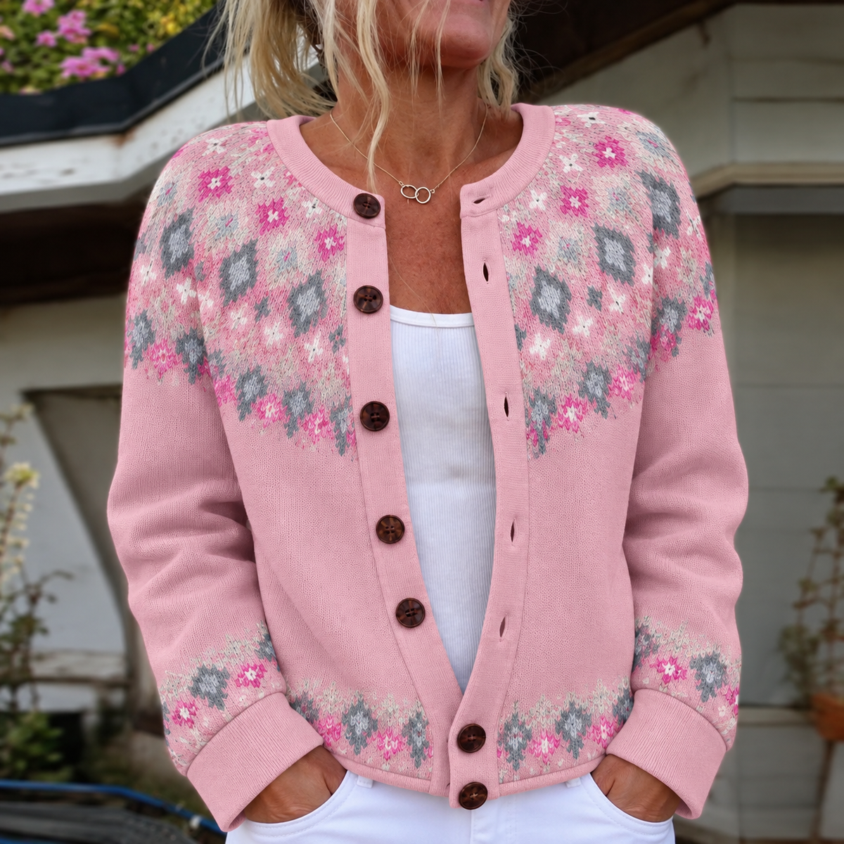 Junella | Two-Tone Knit Cardigan