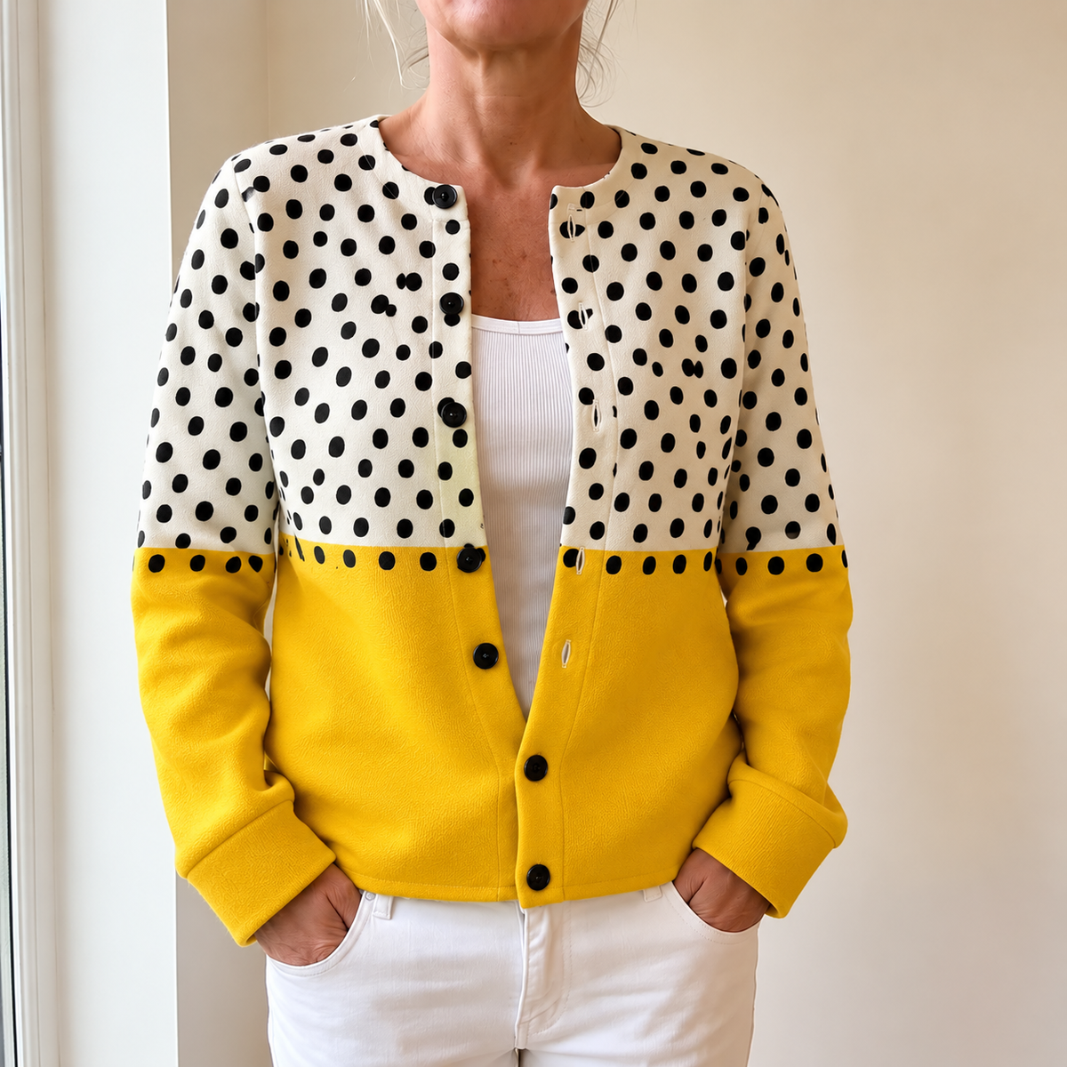 Junella | Two-Tone Knit Cardigan