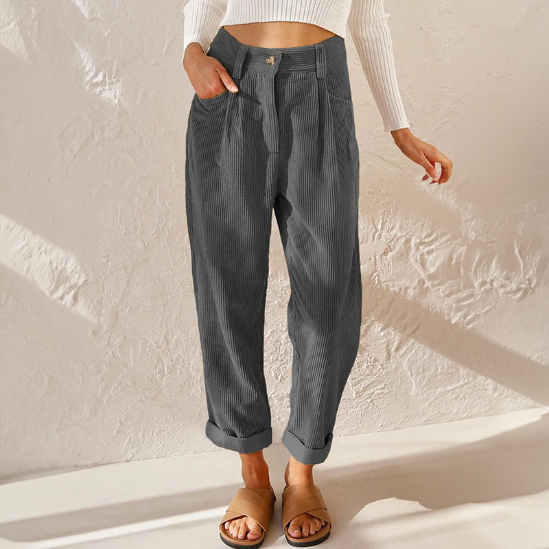 MINA | COMFORTABLE HIGH-WAIST CORDUROY PANTS