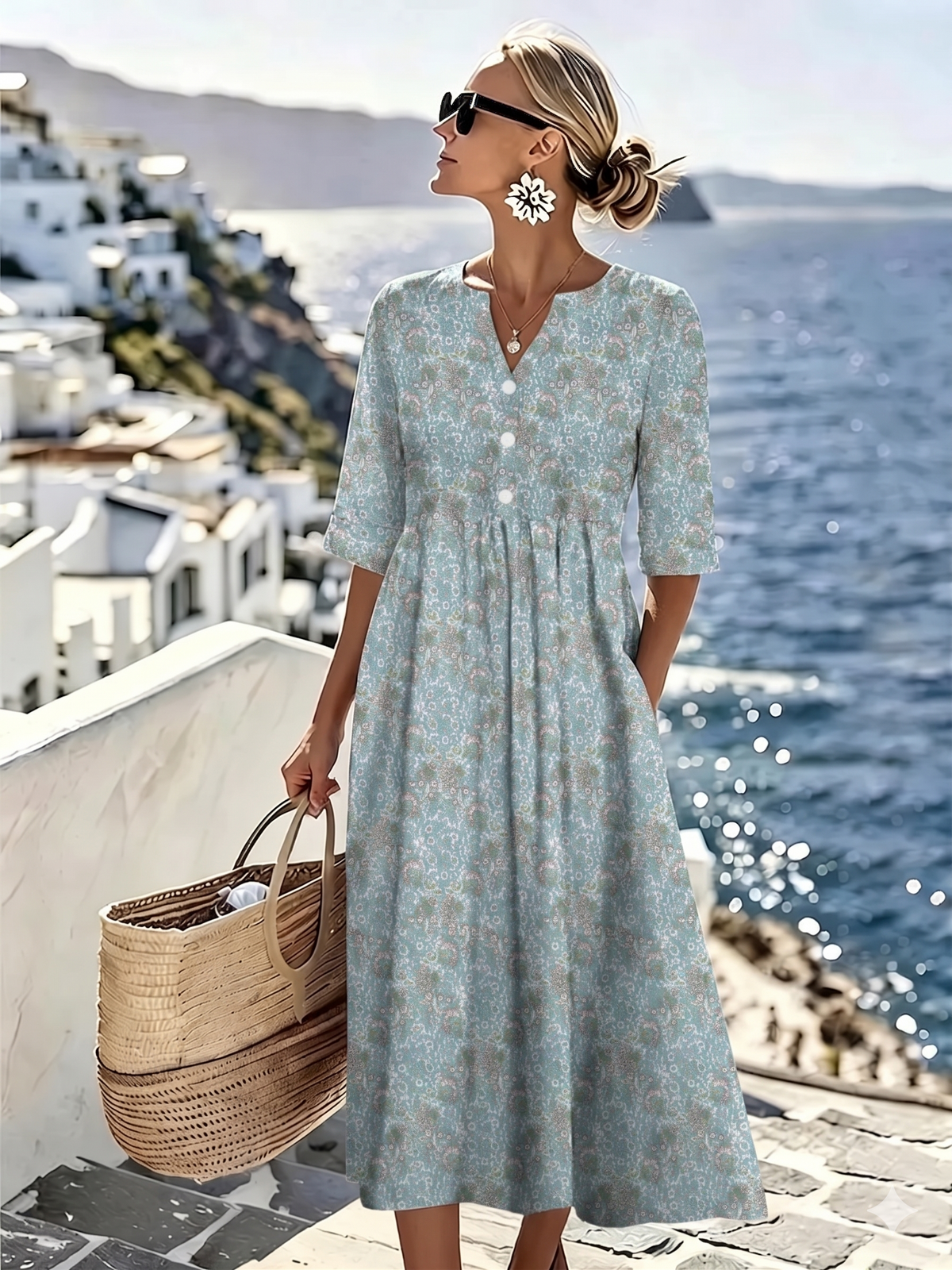 Elly | Floral Summer Midi Dress for Women