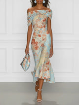 Vittoria | Off-Shoulder Floral Mermaid Midi Dress for Women