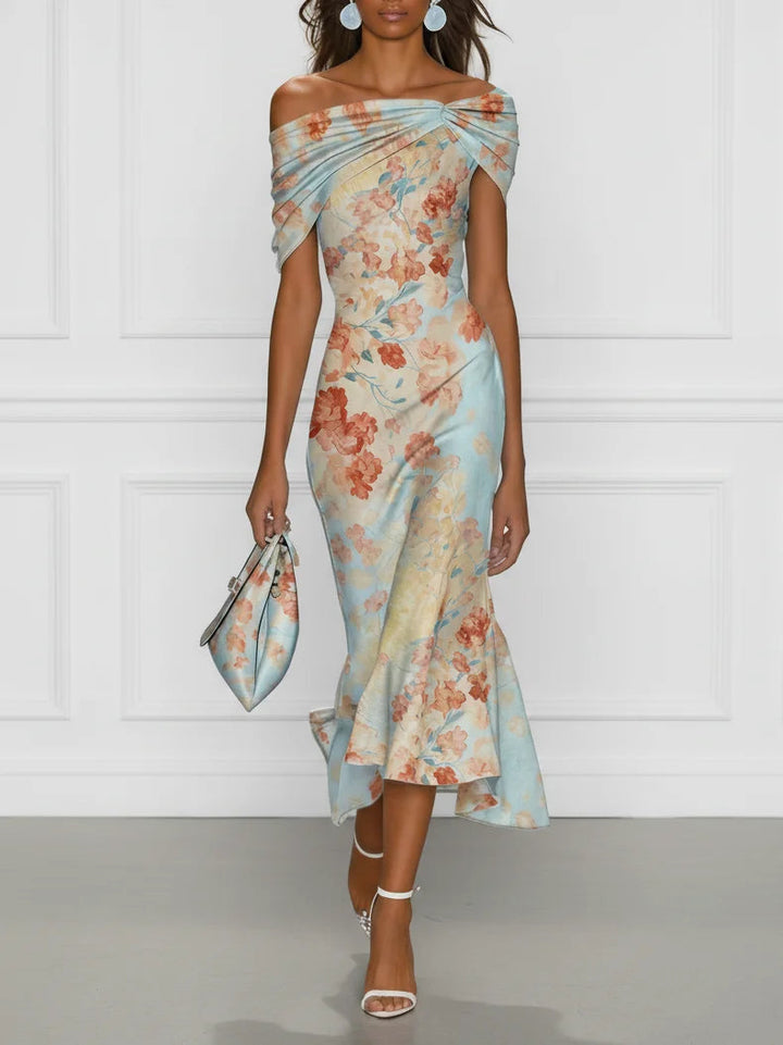 Vittoria | Off-Shoulder Floral Mermaid Midi Dress for Women