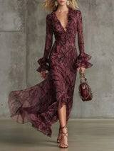 Vivienne | Lace Print Maxi Dress for Women