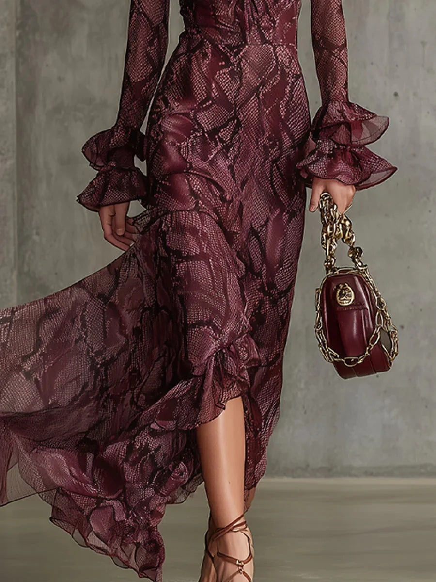 Vivienne | Lace Print Maxi Dress for Women