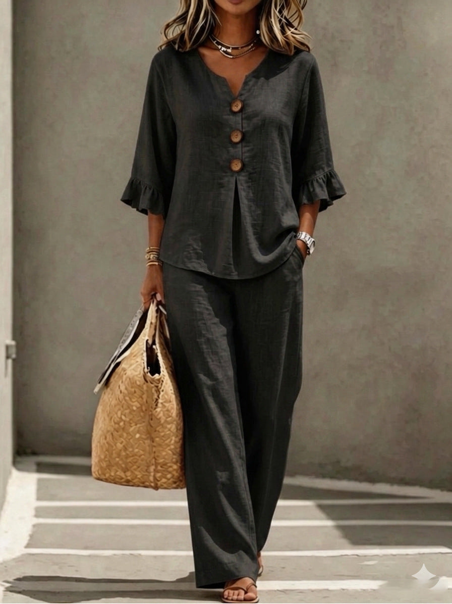 Sienna | Ruffle-Sleeve Two-Piece Set for Women