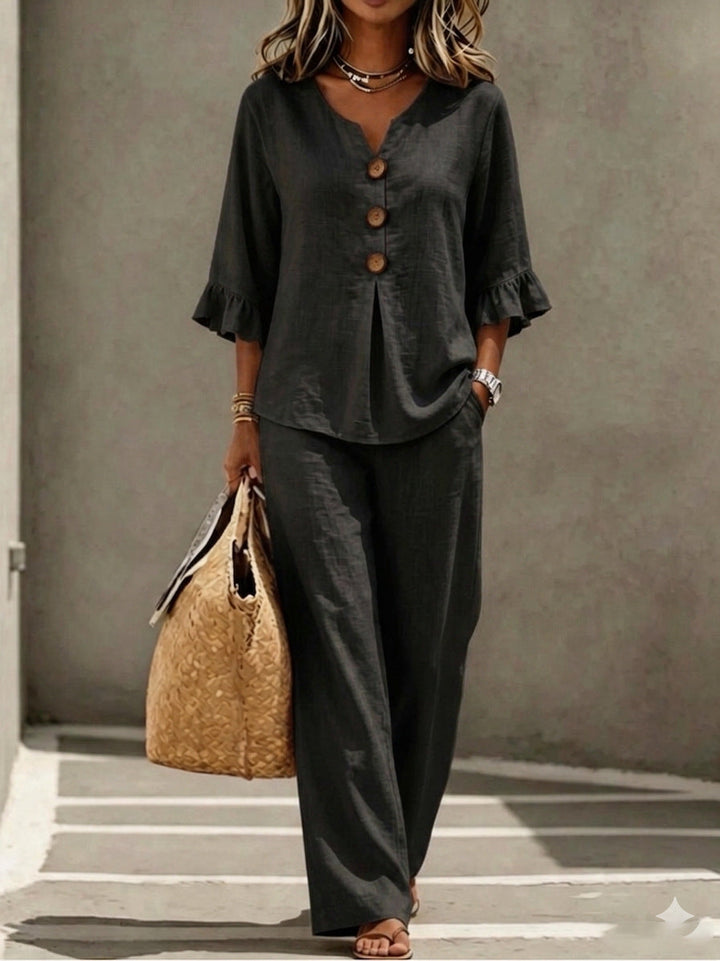 Sienna | Ruffle-Sleeve Two-Piece Set for Women