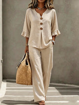 Sienna | Ruffle-Sleeve Two-Piece Set for Women