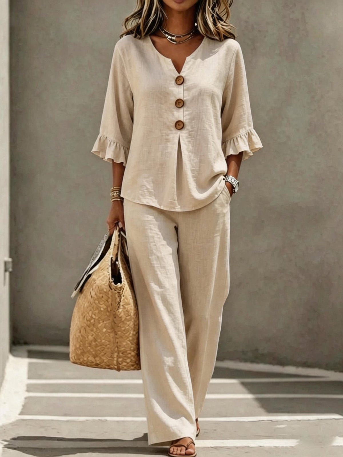 Sienna | Ruffle-Sleeve Two-Piece Set for Women