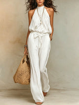 Isla | Halter Neck Wide-Leg Jumpsuit for Women
