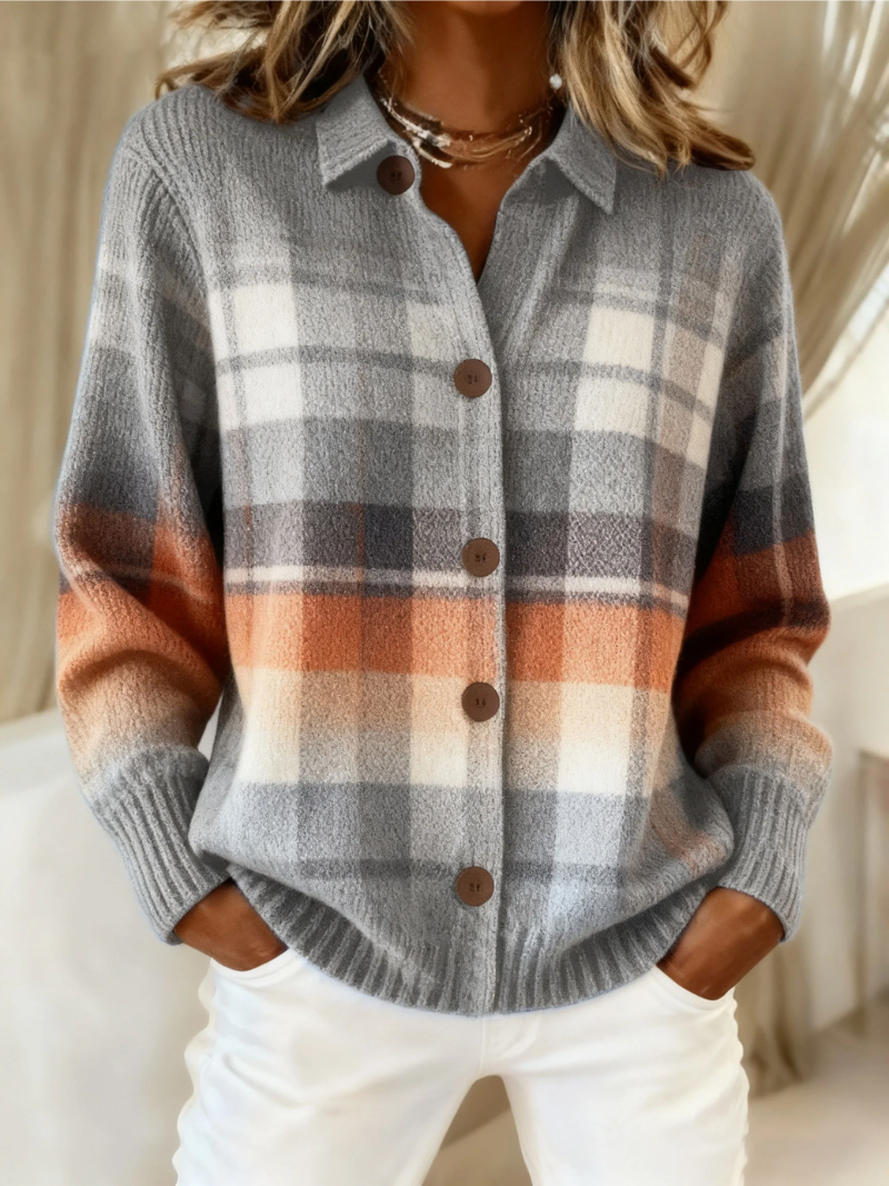 Marlene | Ombre Plaid Cardigan for Women