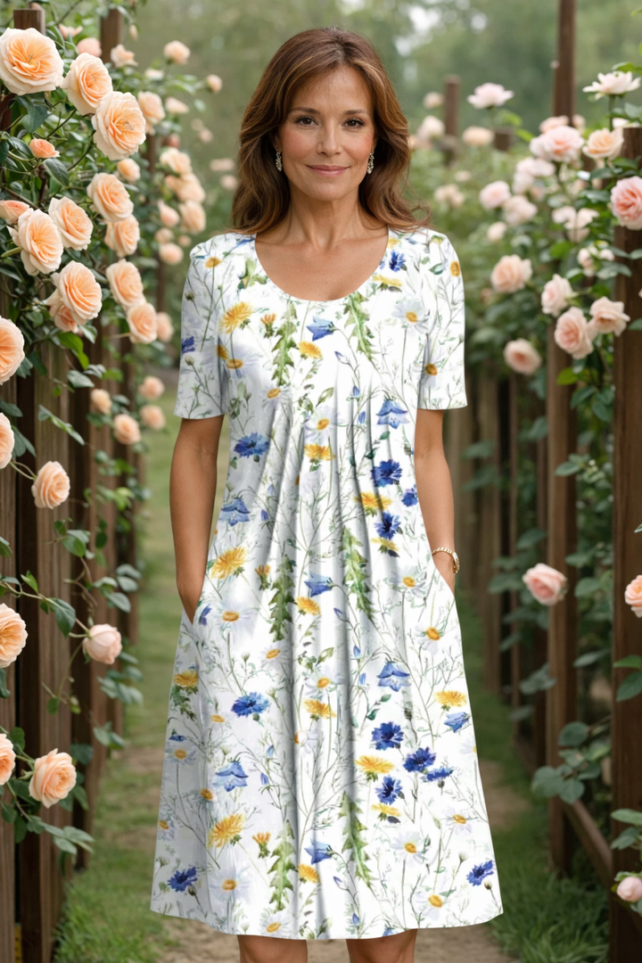 Marianne | Elegant Floral Midi Dress for Women