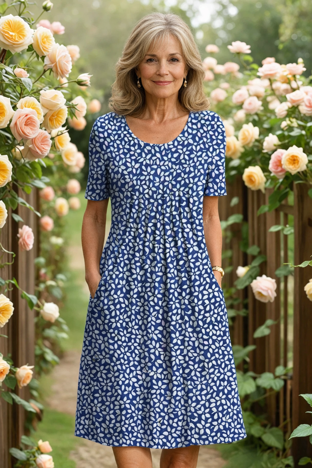 Marianne | Elegant Floral Midi Dress for Women