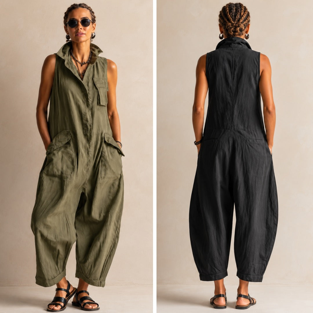 Grace | Relaxed Cotton Utility Jumpsuit for Women