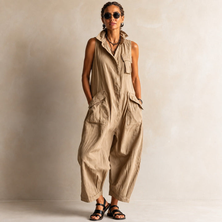 Grace | Relaxed Cotton Utility Jumpsuit for Women