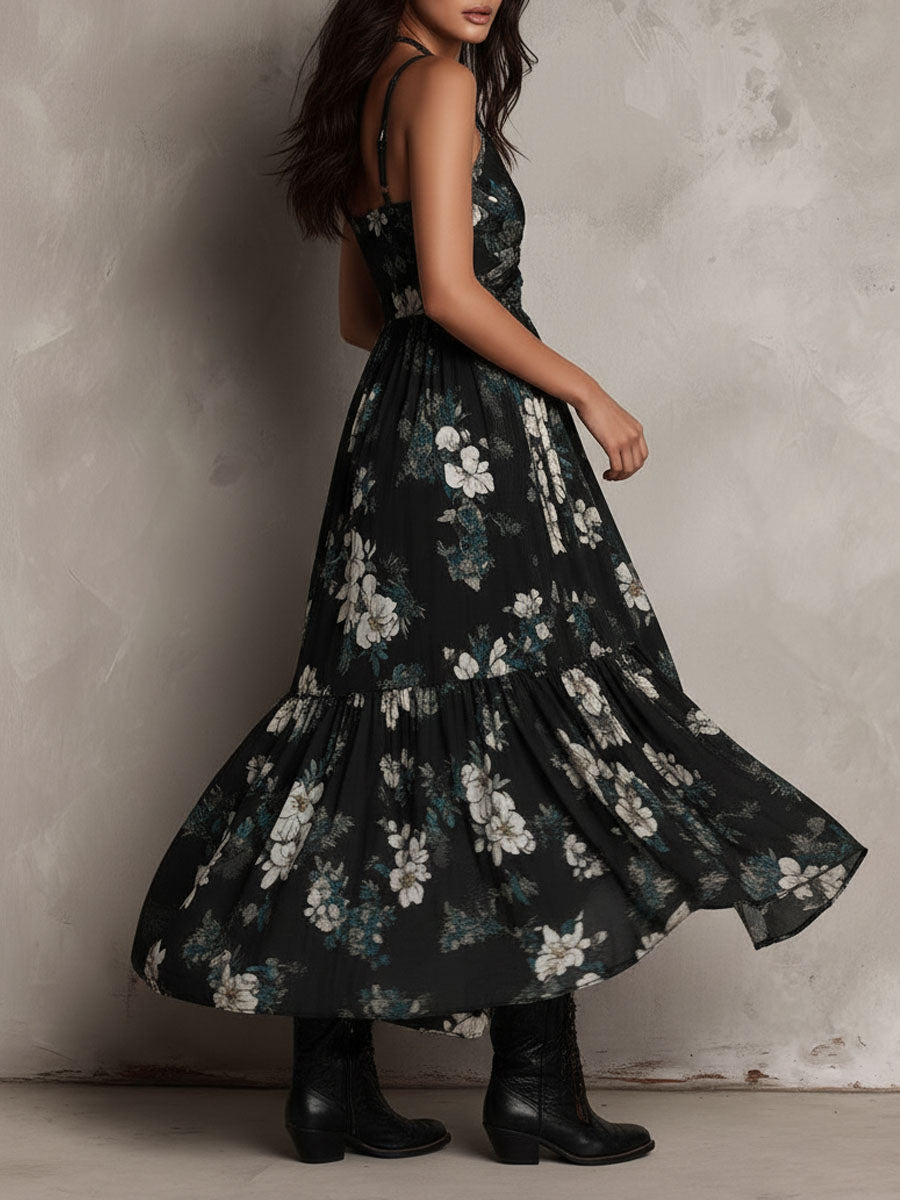 Bohème | Strapless Floral Maxi Dress for Women