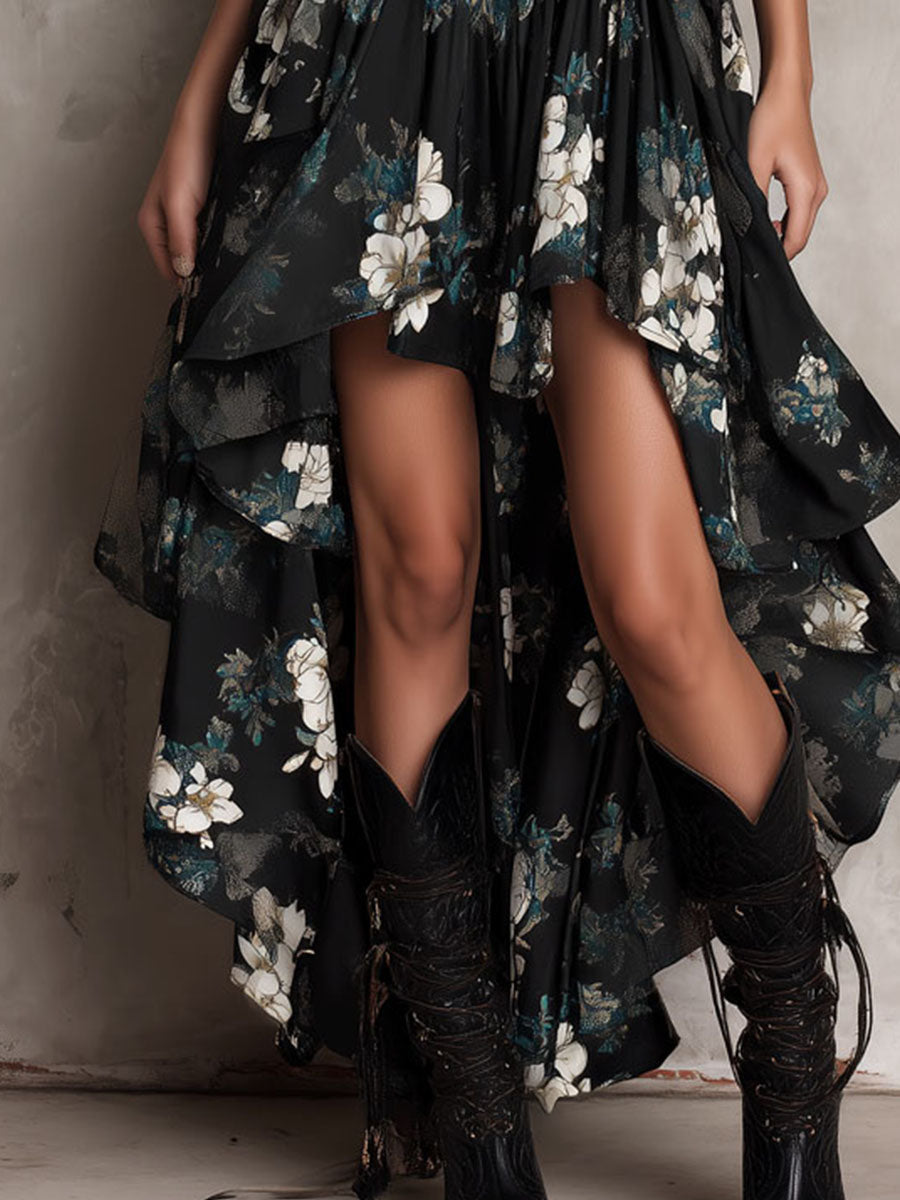Bohème | Strapless Floral Maxi Dress for Women