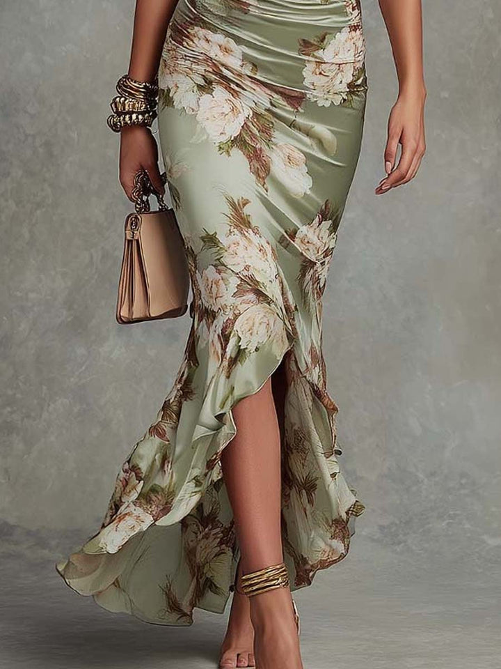 Vivienne | Bell Sleeve Satin Maxi Dress for Women