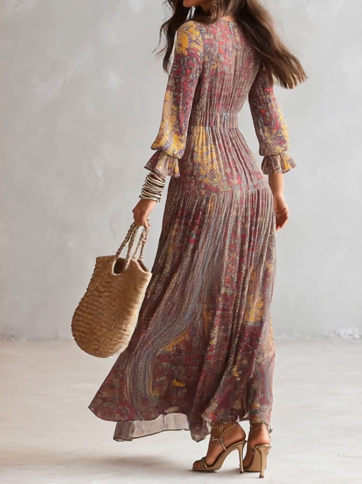 Emeline | Paisley Print Chiffon Maxi Dress for Women