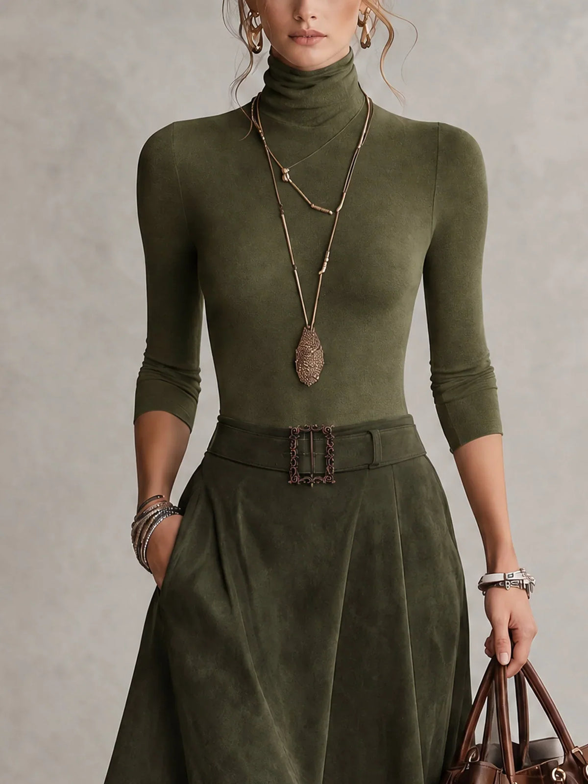 Paige | Turtleneck & Asymmetrical Skirt Set