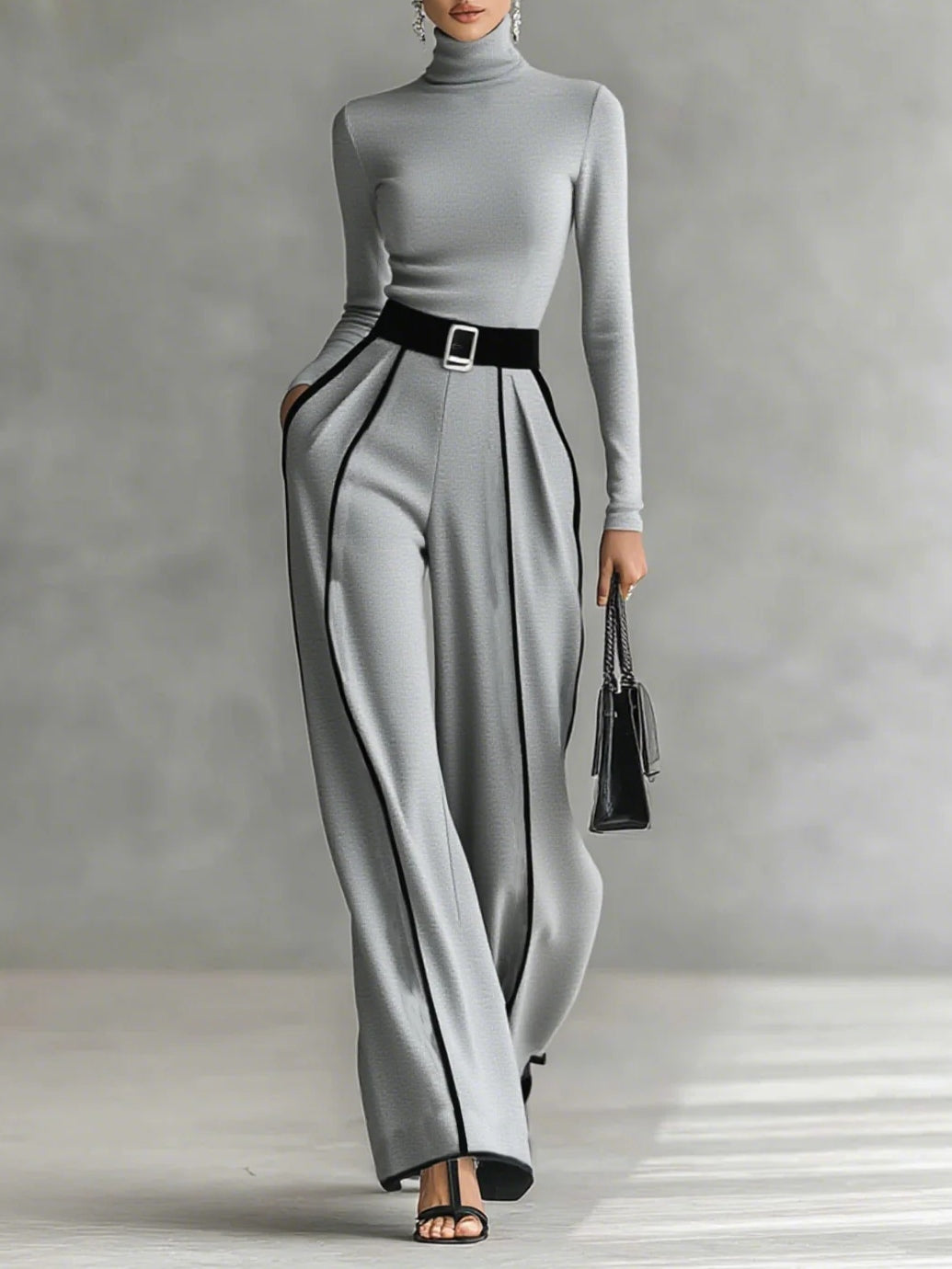 Rachel | High-Neck Wide-Leg Pants Set