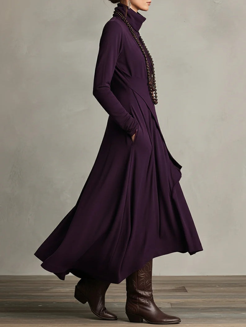 Genevieve | Turtleneck Draped Maxi Dress for Women